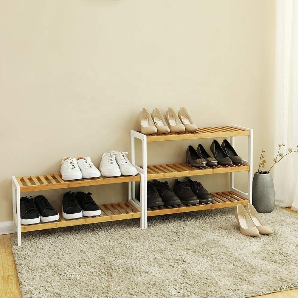 Bamboo Shoe Rack Free Standing Shoe Shelf Rack 2 Tier Bamboo Shoe Rack