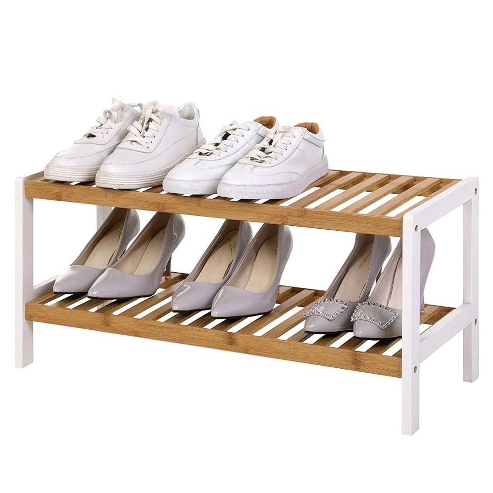 Bamboo Shoe Rack Free Standing Shoe Shelf Rack 2 Tier Bamboo Shoe Rack