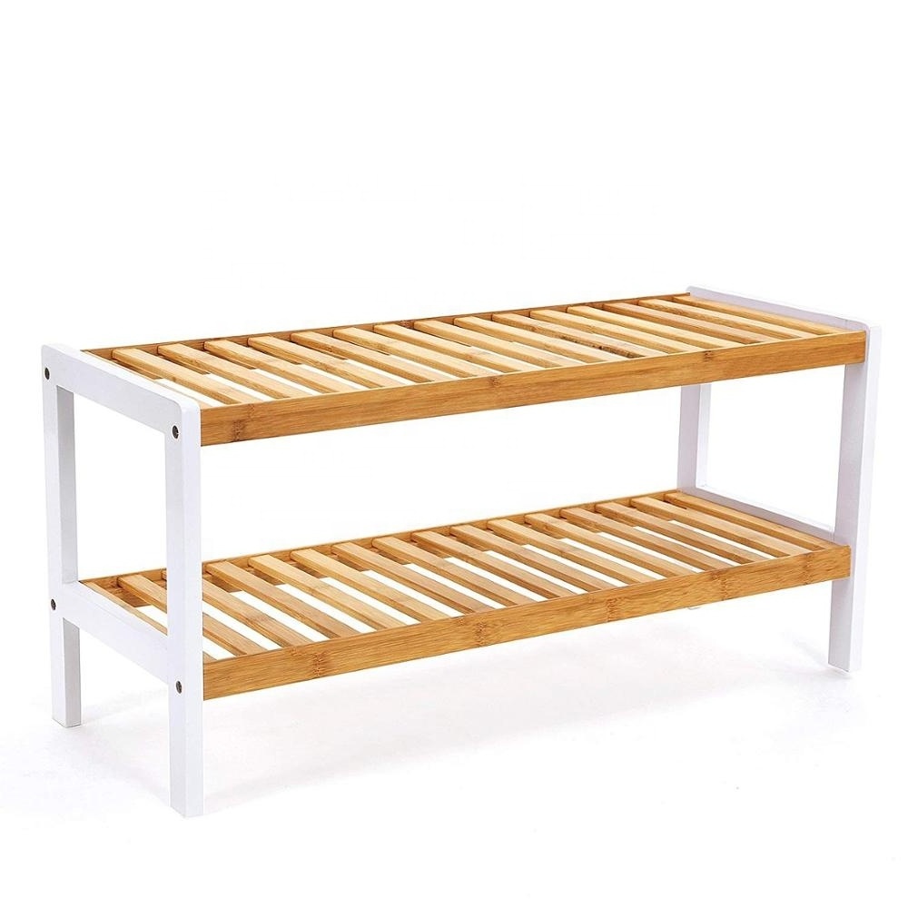 Bamboo Shoe Rack Free Standing Shoe Shelf Rack 2 Tier Bamboo Shoe Rack