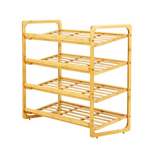 4 Tier Bamboo Shoe Rack Natural &Strong Heavy Duty Durable Wooden Shoe Rack Stand Storage Organiser