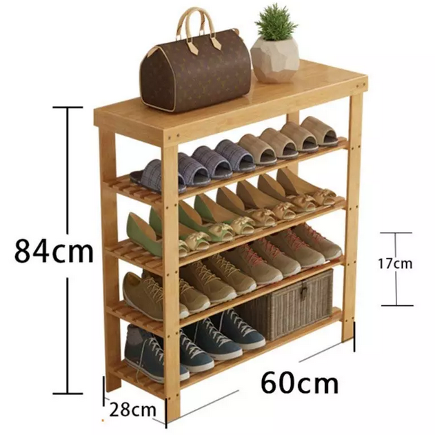 4 Tier Natural  Bamboo Customized Size  Home Shoe Shelf Rack