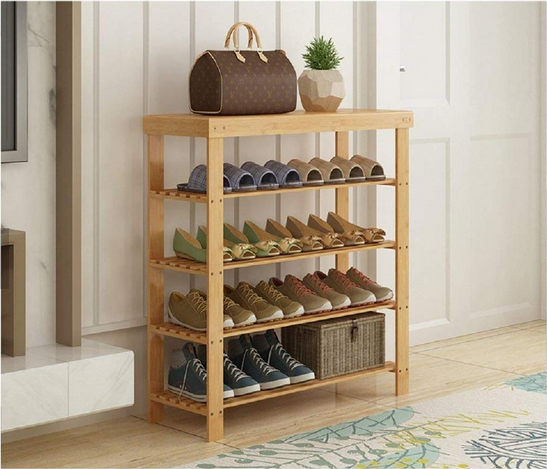 4 Tier Natural  Bamboo Customized Size  Home Shoe Shelf Rack