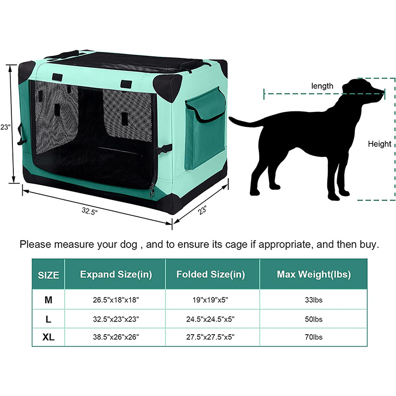 Wholesale Travel Durable Portable Soft Pet Dog Bag Crate Carrier Kennel Pet Folding Soft Dog Crate for Indoor