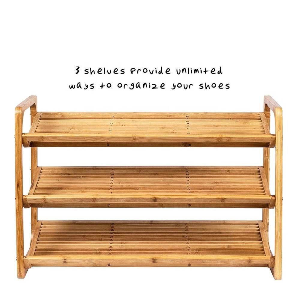 Bamboo Shoe Rack Free Standing Shoe Shelf Rack 3 Tier Bamboo Shoe Rack