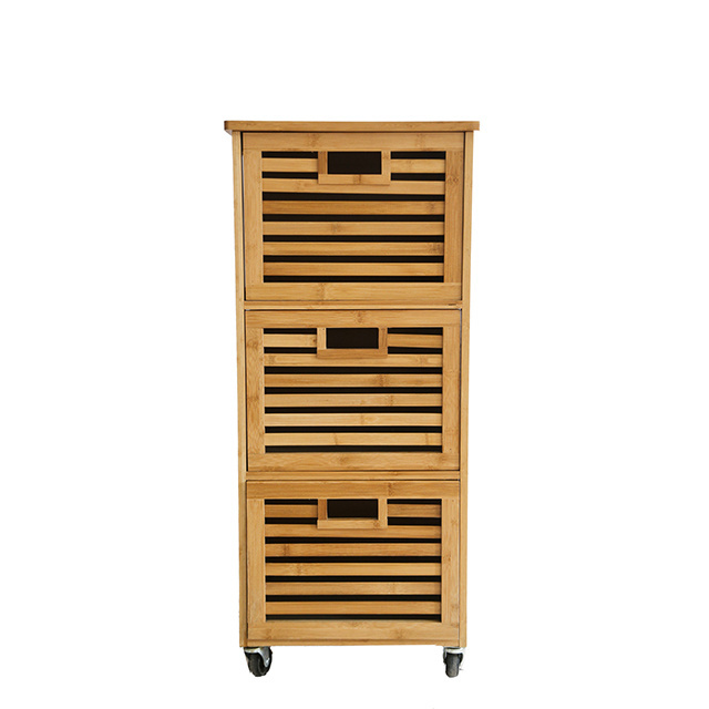 Living Room Storage Furniture China Customized Wholesale Bamboo Storage Laundry Basket Store Box Cabinet