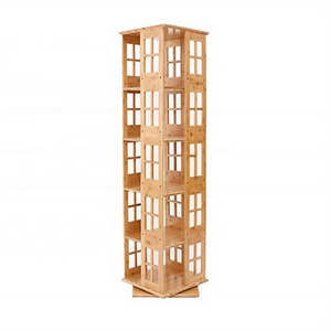 Rotating Bookcase Revolving Wooden Bookcase Bamboo Bookshelf