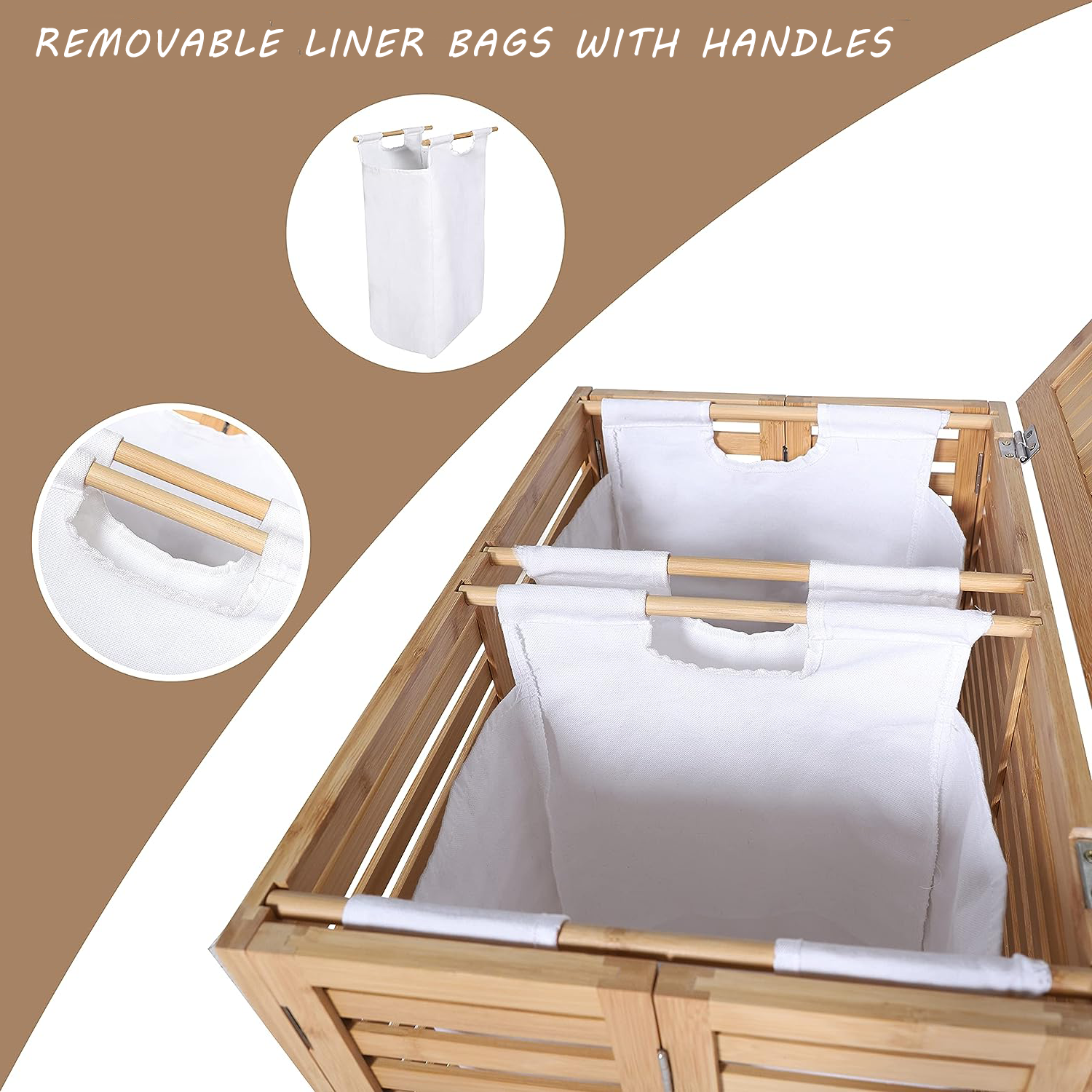 Dual Compartments Storage Laundry Hamper Bamboo Laundry Basket Bamboo Laundry Hamper