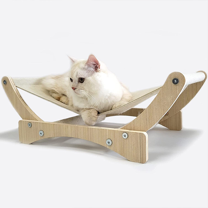 24in Luxury Cat Hammock Couch Beds Elevated Sleeping Bed with Anti-tip Sturdy Stand for Cats