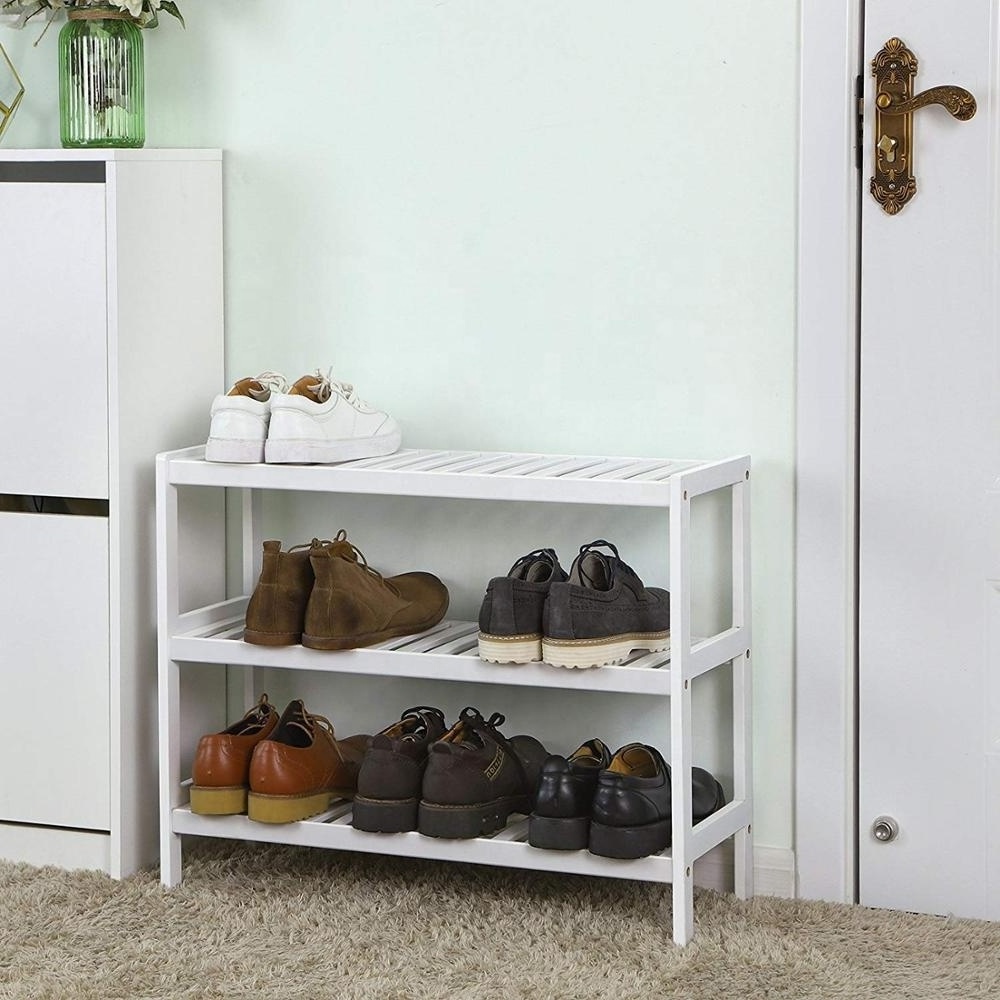 Bamboo Shoe Rack Free Standing Shoe Rack White 3 Tier Bamboo Shoe Rack Storage Shelf