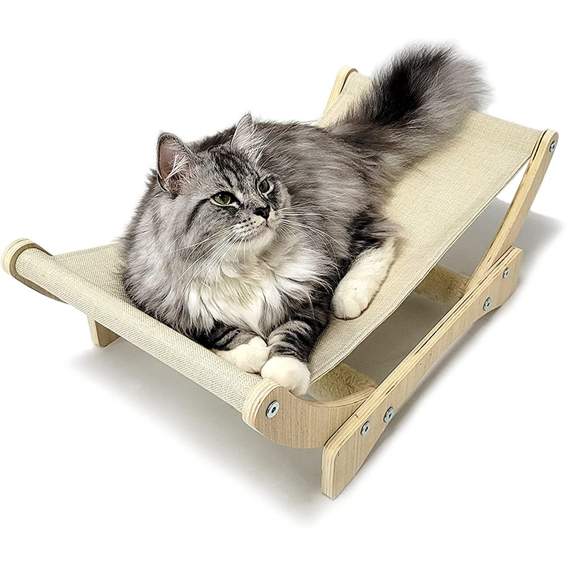 24in Luxury Cat Hammock Couch Beds Elevated Sleeping Bed with Anti-tip Sturdy Stand for Cats