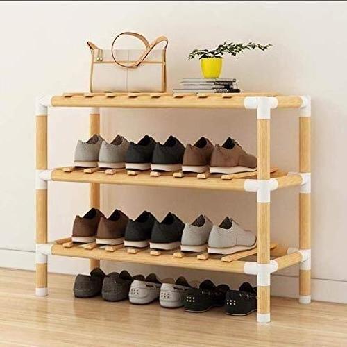 Rack Stand Organizer Storage Shelf 3-Tier Bamboo Shoe Racks For Store