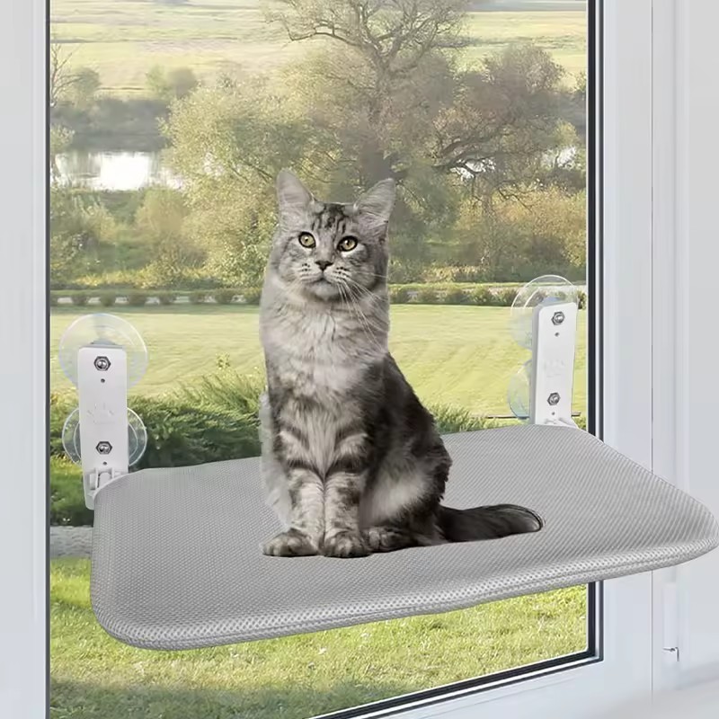 Portable Foldable Cat Window Perch Hammock , Strong Suction Cups, and 2 Fabric Covers for Indoor Cats