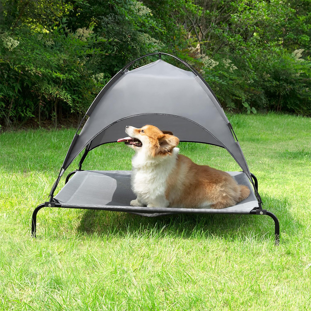 Elevated Outdoor Large Dog Bed with Canopy Summer Dog Cot Raised Waterproof Outdoor Portable Elevated Pet Bed Dog