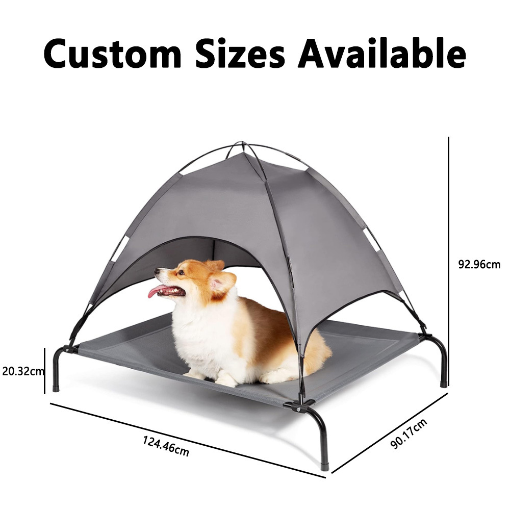 Elevated Outdoor Large Dog Bed with Canopy Summer Dog Cot Raised Waterproof Outdoor Portable Elevated Pet Bed Dog