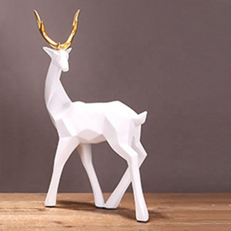 Home decor Polyresin Antique life size resin reindeer sculpture for sale