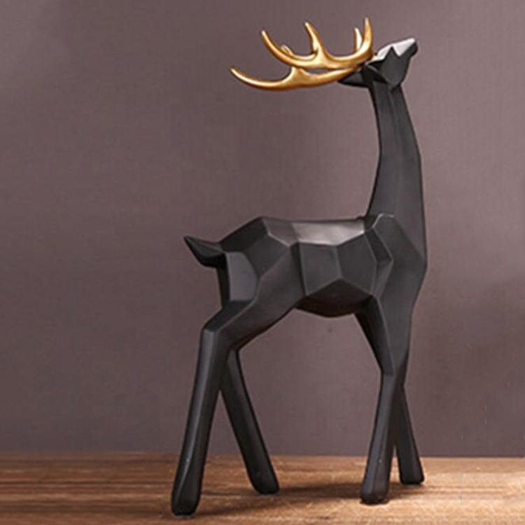 Home decor Polyresin Antique life size resin reindeer sculpture for sale