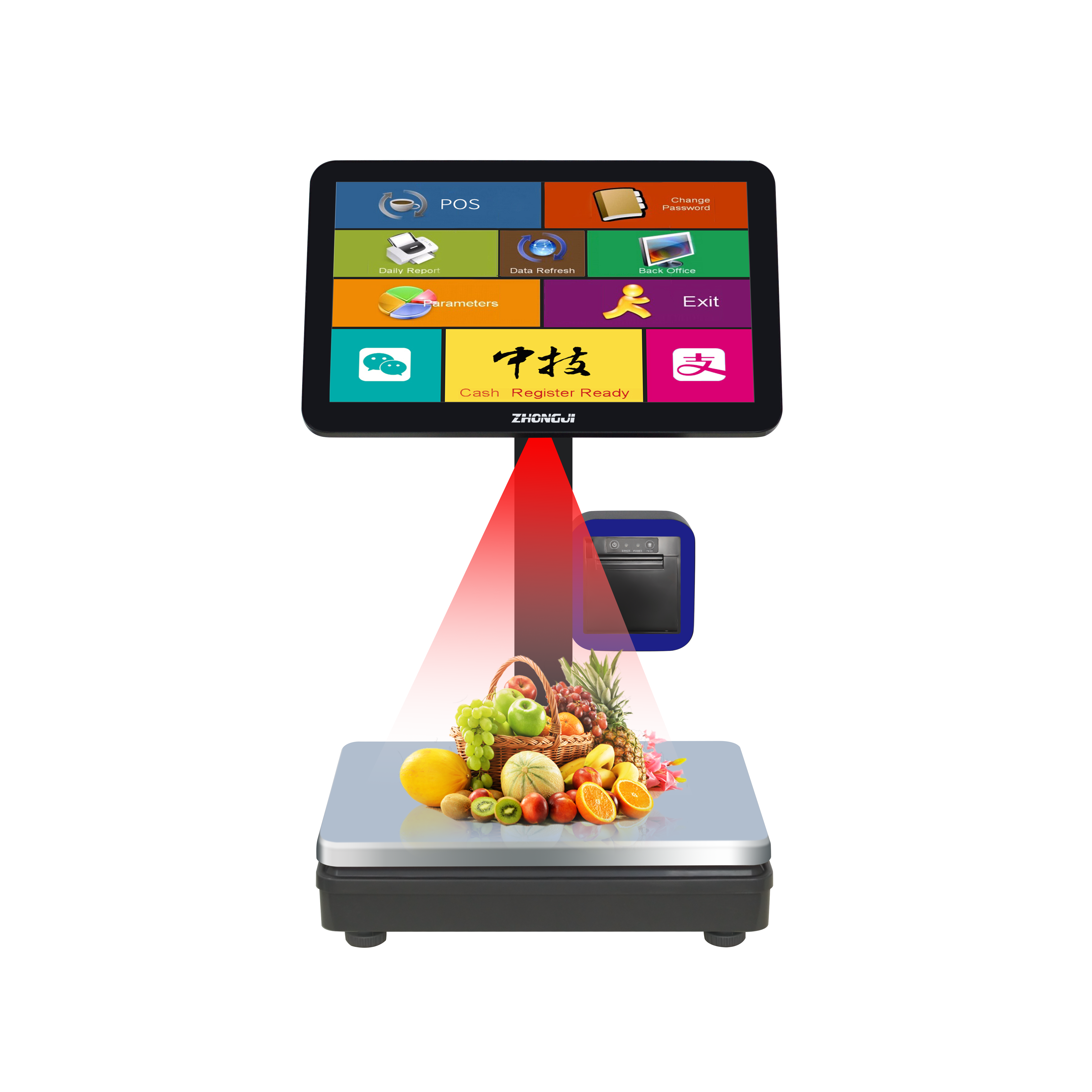 30Kg Weight Calculator 15.6 Inch Led Smart Pos System Ai Touch Screen Pc Pos Automatic Weigher Scale With Printer And Software/