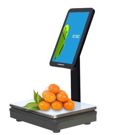 Supermarket 30Kg Cash Register Weight Calculator Electronic Digital Weighting Balance Touch Screen Pos Scale With Ai Camera