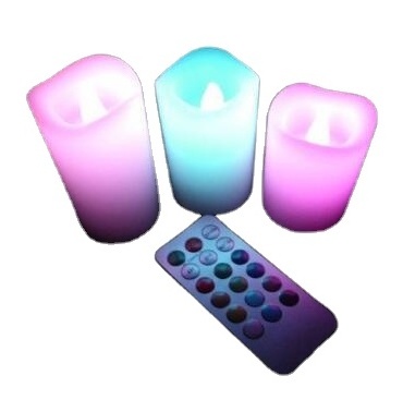 3pcs Changed Color Remote Control Electric Candles Flameless Led Pillar Candle Cup Tea Light For Wedding Birthday Home Decor