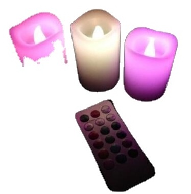 3pcs Changed Color Remote Control Electric Candles Flameless Led Pillar Candle Cup Tea Light For Wedding Birthday Home Decor