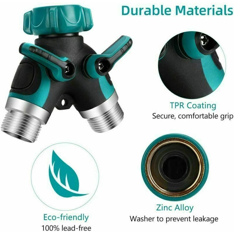 3/4 2 Way Heavy Metal Body Garden Hose Splitter Y Shape Water Hose Watering Connector Distributor For Outdoor Tap and Faucet