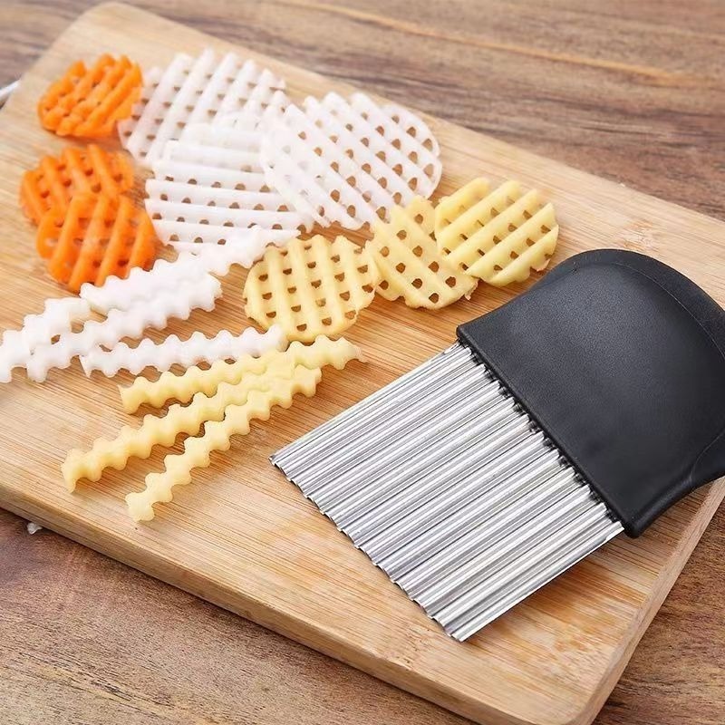 New 2023 French Fry Carrot Vegetable Creates Julienne Strips Wavy Slicer Waffle Chopper Stainless steel Potato Crinkle Cutter