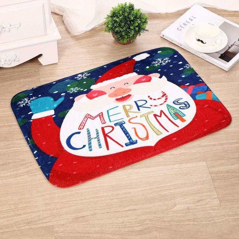 Free Shipping Merry Christmas Gift Door Mat Santa Claus Flannel Outdoor Carpet Christmas Decorations Home Xmas Party Favors