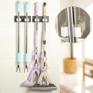 Wall Mop Holder Hook Bathroom Kitchen Organizer Broom Hanger Storage Rack Mounted Accessory Hanging Rails Cleaning Tools Supply