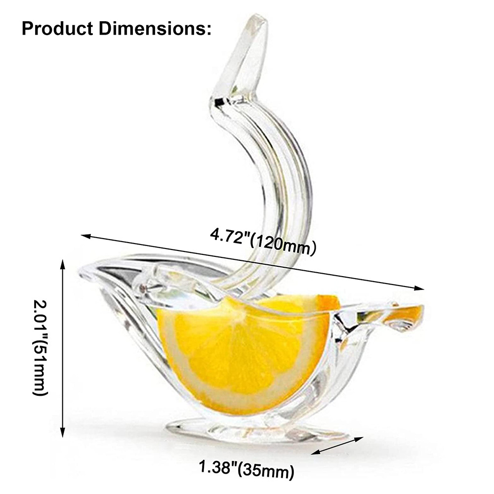 Bird-Shaped Lime Orange Lemon Squeezer Acrylic Crystal Clear Plastic Glass Bird Shaped Lemon Press Squeezer Bird