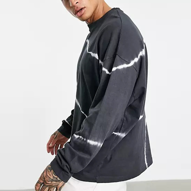 OEM custom unisex oversized sweatshirt cotton design black and white stripe hoodie mens plus size hoodies tie dye