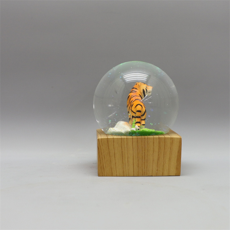 Exquisite gift Free design snow globe christmas snow globes resin angel 65MM Tiger  Snow Globe