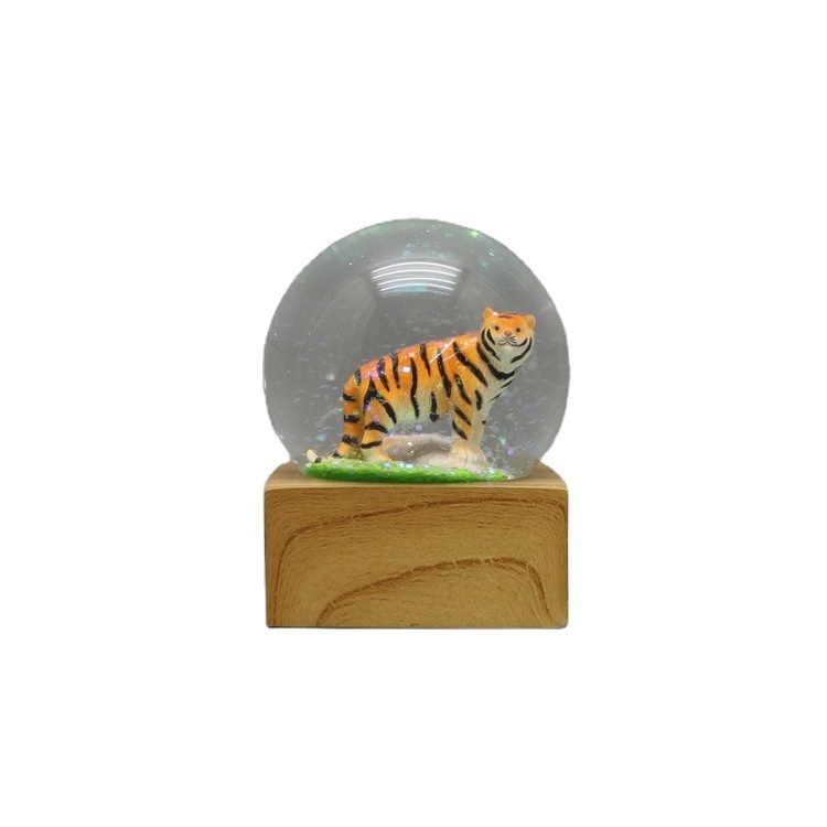 Exquisite gift Free design snow globe christmas snow globes resin angel 65MM Tiger  Snow Globe