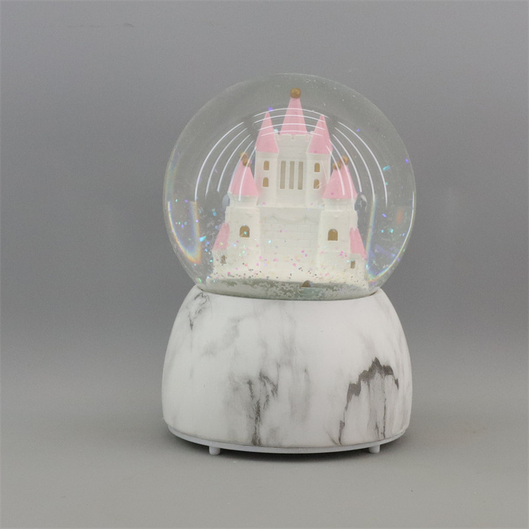 a beautiful crystal ball ornament winter crafts glitter 100MM Castle Snow Globe