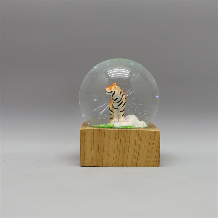 Exquisite gift Free design snow globe christmas snow globes resin angel 65MM Tiger  Snow Globe