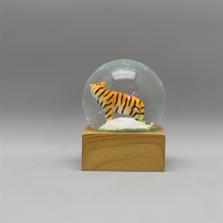 Exquisite gift Free design snow globe christmas snow globes resin angel 65MM Tiger  Snow Globe