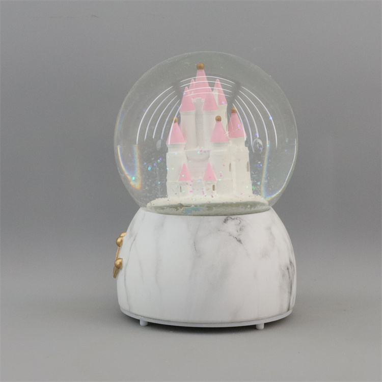 a beautiful crystal ball ornament winter crafts glitter 100MM Castle Snow Globe