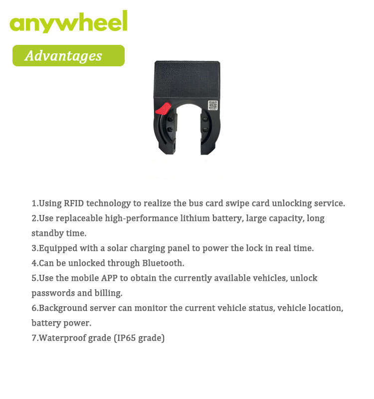 Anywheel Safety  Alarm Bluetooths RFID Unlock Wireless Waterproof Bike Wheel Electric Smart Personal Bicycle Lock