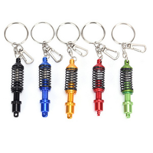 Novelty Adjustable Spring Car Part Keyring Alloy Key Chian Shock Absorber Keychain