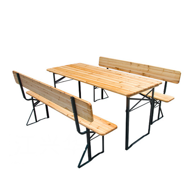 Folding Wooden High Top BBQ Picnic Table and Bench for Patio Garden Leisure Beer Table and Chairs Set