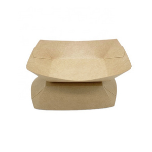 Biodegradable Bamboo Fibre Boat Tray Disposable Snack Paper Plate French Fries Take Away Bowl