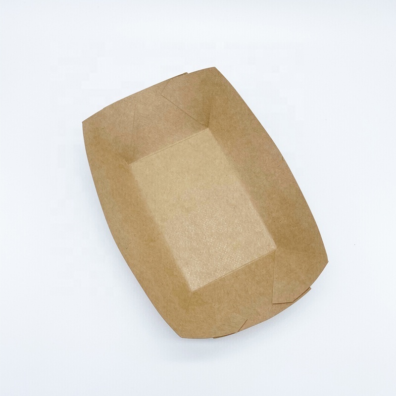 Biodegradable Bamboo Fibre Boat Tray Disposable Snack Paper Plate French Fries Take Away Bowl