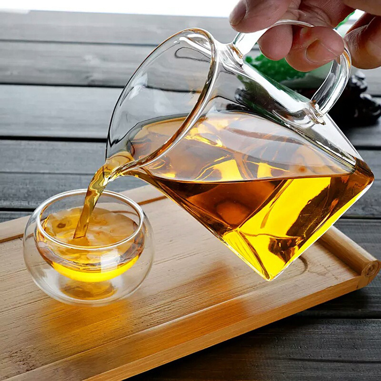 Handmade High Borosilicate square heat resistant glass teapot with infuser