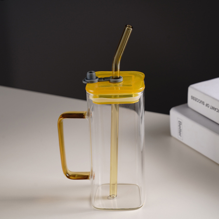 Factory price is cheap square glass cup with lid square borosilicate Transparent Large Beer Glass Cup