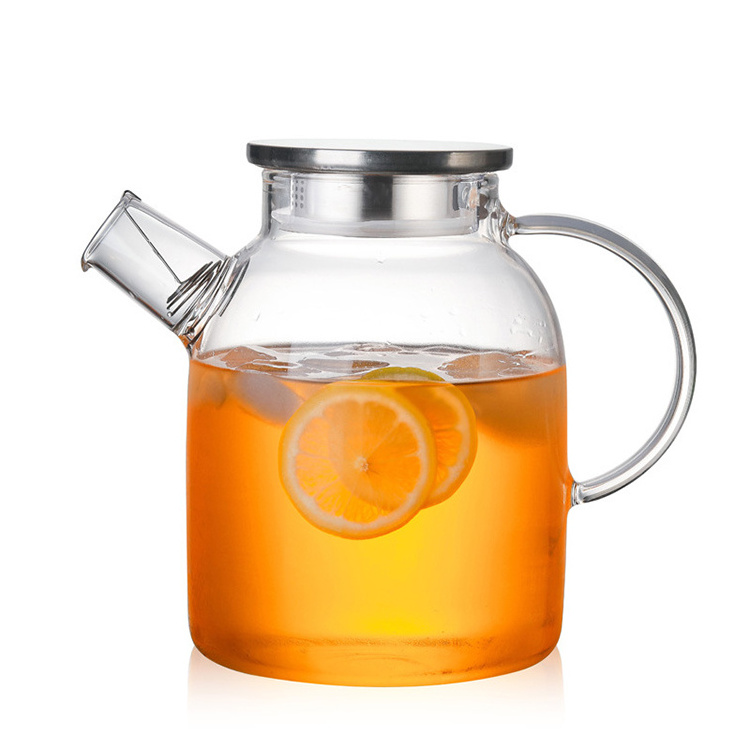 Heat resistant large capacity glass water jug glass water jug with Bamboo Lid glass water jug with handle