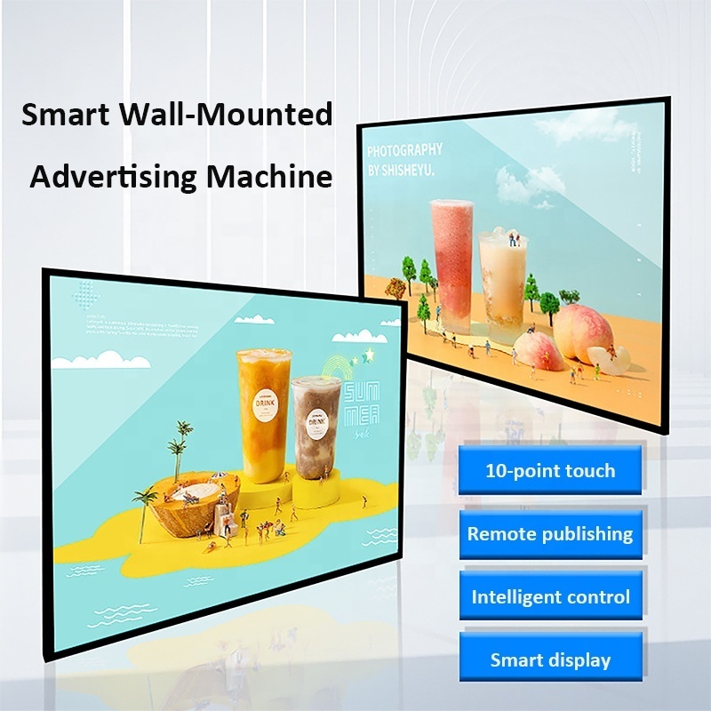 2024 Hot Selling Wall-Mounted Digital Interactive LCD Display Monitor 10 Touch Points for Indoor Advertising Menu Board