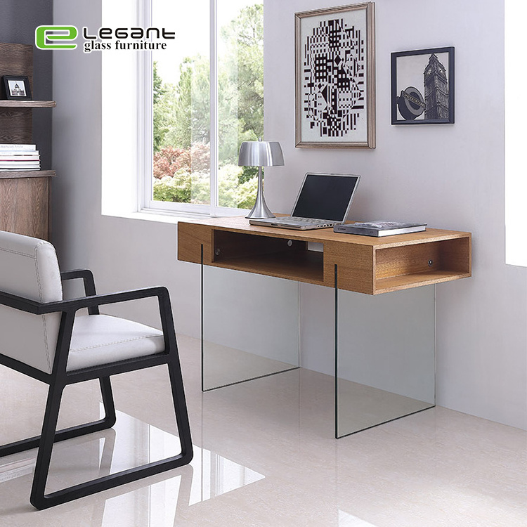 Modern home glass furniture white office computer table desk