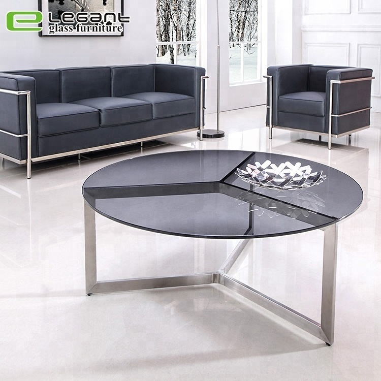 Free Sample Modern Fancy Mirrored Bent Glass Top Coffee table