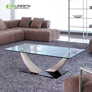 Free Sample Modern Fancy Mirrored Bent Glass Top Coffee table