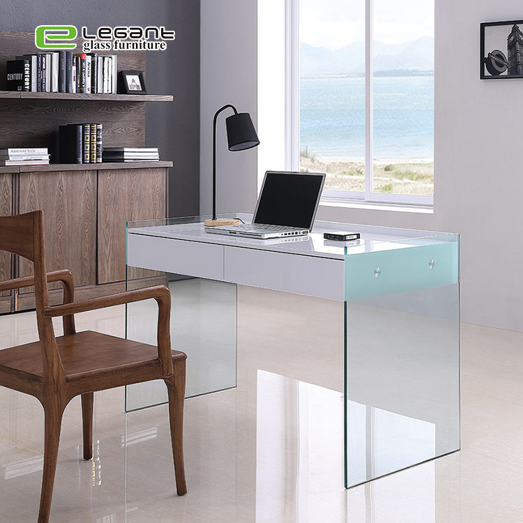 luxury office computer glass table desk furniture design