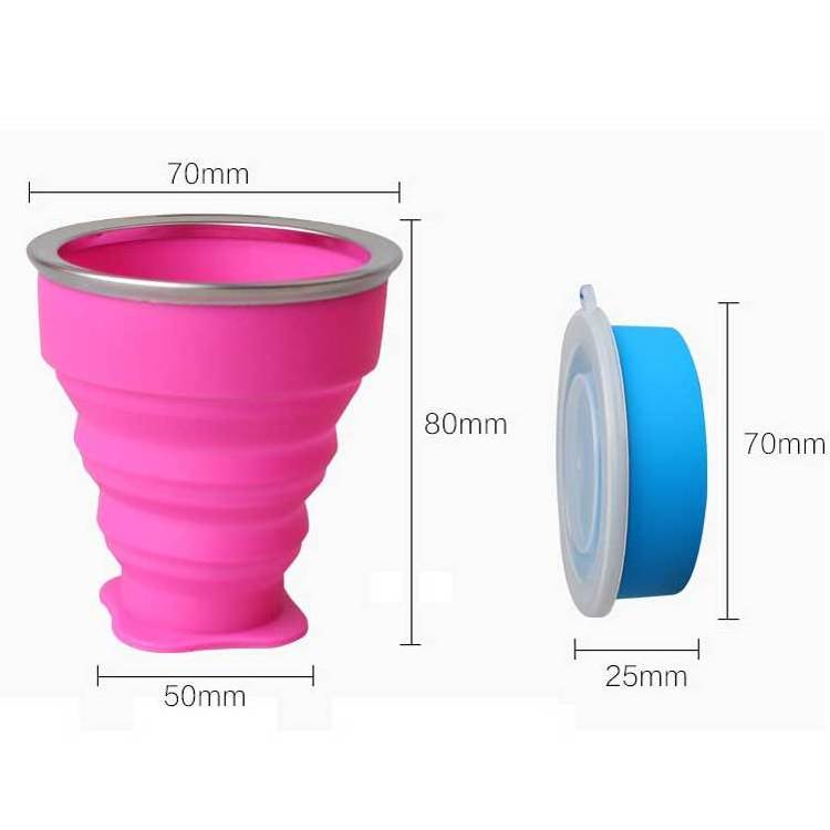 2021 New Design BPA Free Silicone Portable Tea Cup 200ml Folding Cup Water Expandable Collapsible coffee Cup